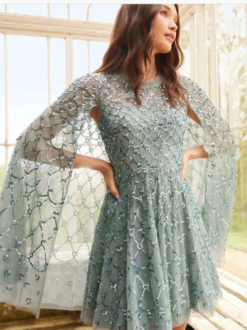 Needle & Thread Heart Lattice Micro Mini Dress